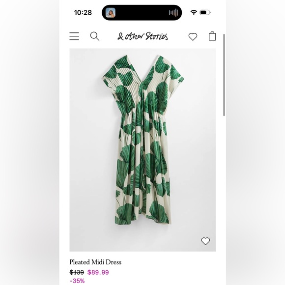 SOLD!!! Green Pleated Midi Dress - Picture 7 of 7